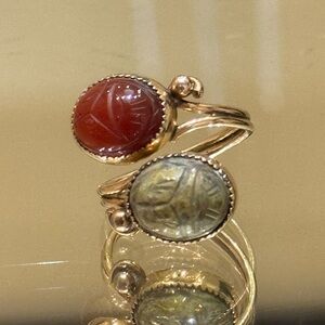 Vintage Burt Cassell Scarab Stone Gold Filled Ring
